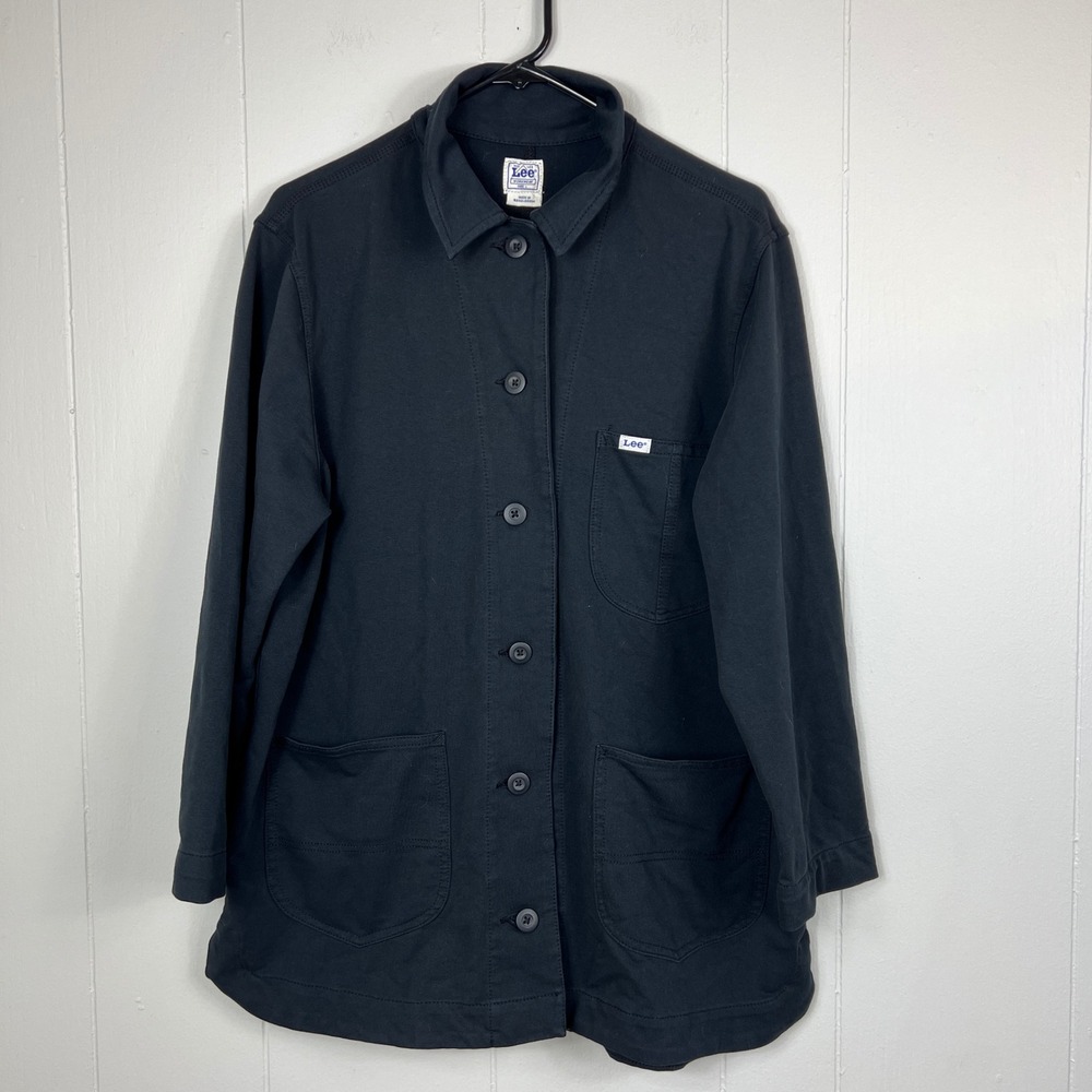 Lee Workwear Chore Jacket Black Button Front Cotton Blend Womens Size L‎